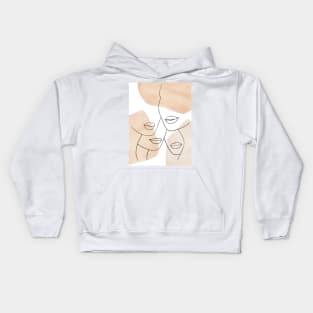 Abstract woman faces and lips Kids Hoodie